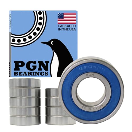 PGN 6204-2RS (10 Pack) Ball Bearing 20x47x14mm Chrome Steel Sealed - size: 10