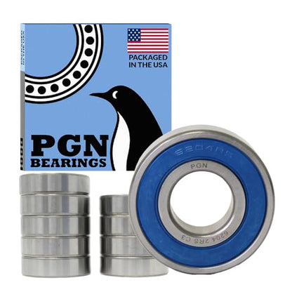 PGN 6204-2RS (10 Pack) Ball Bearing 20x47x14mm Chrome Steel Sealed - size: 10