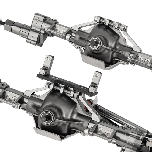 Aluminum Front & Rear Portal Axles for Axial SCX10 & SCX10 II 1/10 RC Crawler Car Axle Set Metal Upgrades Part (Titanium) - color: Titanium