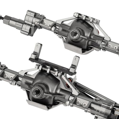 Aluminum Front & Rear Portal Axles for Axial SCX10 & SCX10 II 1/10 RC Crawler Car Axle Set Metal Upgrades Part (Titanium) - color: Titanium