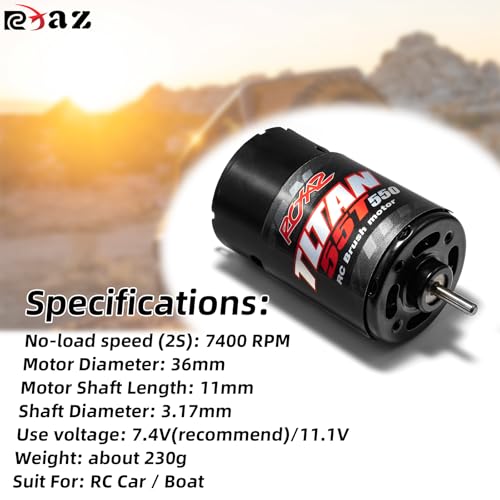 Brushed Power Combo 550 55T Motor 60/320A ESC BEC 6V/2A Splash-Proof for 1/10 RC Crawler Car Trx4 Trx6 Axial SCX10 II III Redcat Gen7 Gen8 V2 RC4WD D90,Slow Car