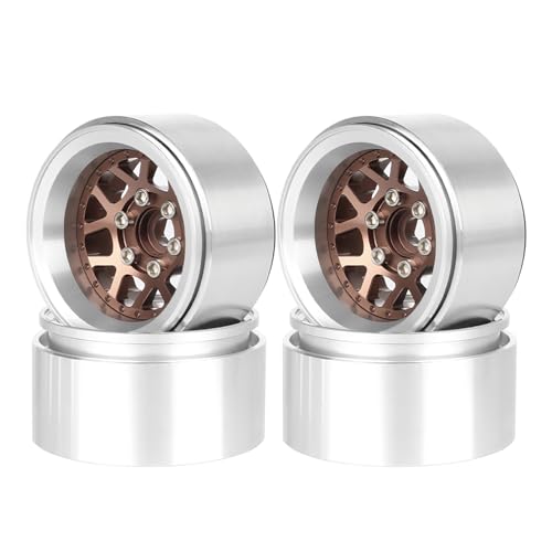 4PCS 1.9" Beadlock Wheel Rims Offset-10mm Aluminum Alloy Metal Wheel Hub for 1/10 RC Rock Crawler Car for Axial SCX10 TRX4 TRX6 D90 D110 Upgrade Accessories(Y-Shaped Bronze) - color: Y-shaped Bronze