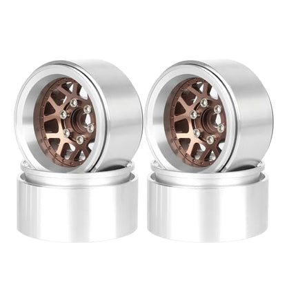 4PCS 1.9" Beadlock Wheel Rims Offset-10mm Aluminum Alloy Metal Wheel Hub for 1/10 RC Rock Crawler Car for Axial SCX10 TRX4 TRX6 D90 D110 Upgrade Accessories(Y-Shaped Bronze) - color: Y-shaped Bronze