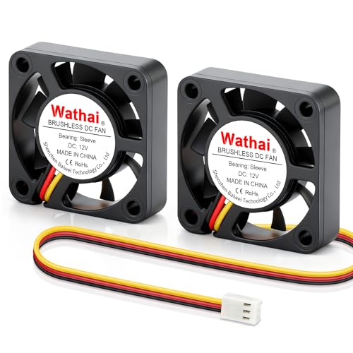 Wathai 2 pcs 40mm x 10mm DC Brushless Fan 12V 3Pin Cooling for 3D Printing, PC Computer Case, CPU Replacement, Graphics Card, Raspberry PI - style: 12V 3P Sleeve