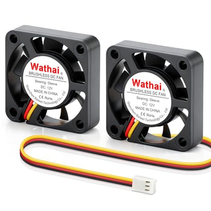 Wathai 2 pcs 40mm x 10mm DC Brushless Fan 12V 3Pin Cooling for 3D Printing, PC Computer Case, CPU Replacement, Graphics Card, Raspberry PI - style: 12V 3P Sleeve