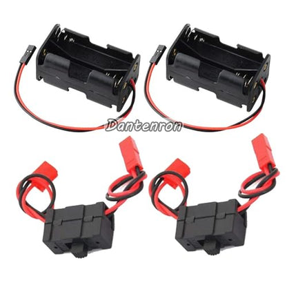 2Park RC On-Off Power Switch Battery Receiver And 4 Cell AA Battery Container Case Holder Pack Box with JST Plug for 1/8 1/10 Crawler Truck Off Road Car Airplane Drone Receiver Servo ESC