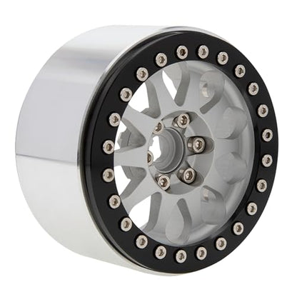 MEUS RACING 2.2 Beadlock Wheels Rims Deep-Dish Wheel for Axial SCX10 Traxxas TRX4 Vanquish VS4-10 Redcat Gen8 1/10 RC Crawler Upgrades (Silver) - color: Silver
