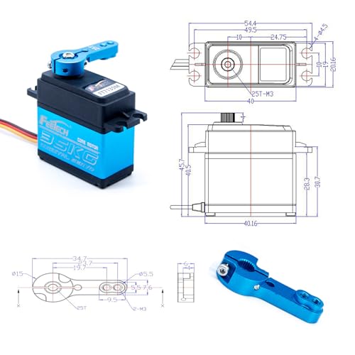 FEETECH 35kg Servo Motors Waterproof High Speed Torque Digital Servo Metal Gear RC Crawler 1/10 1/8 1/12 Steering Servo,Control Angle 180° for RC Car Helicopter Airplane Robot Arm Control