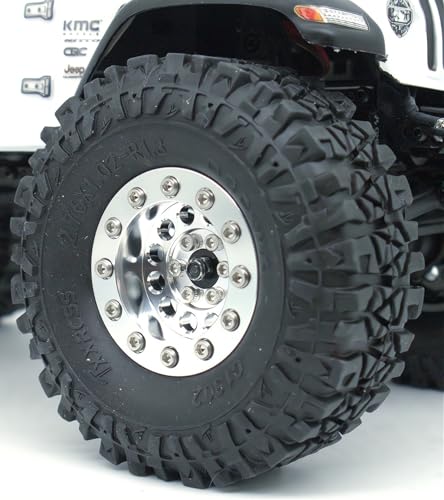 1.3 Beadlock Wheels & Brass Ring Weight 46.5g Adjustable Offset-3mm 1.3 Wheels Hex 7mm for 1/18 1/24 RC Crawlers Upgrade 4Pc YK (Silver) - color: Silver