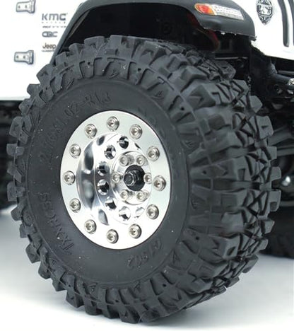 1.3 Beadlock Wheels & Brass Ring Weight 46.5g Adjustable Offset-3mm 1.3 Wheels Hex 7mm for 1/18 1/24 RC Crawlers Upgrade 4Pc YK (Silver) - color: Silver