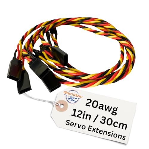 BackBayRC - 20awg Twisted Servo Extension Cable - 100 Strands for RC Vehicles, Drones, E-Bikes - 6 Lengths / 5 Wires per Pack (30CM / 12in / 1ft) - style: 30CM / 12in