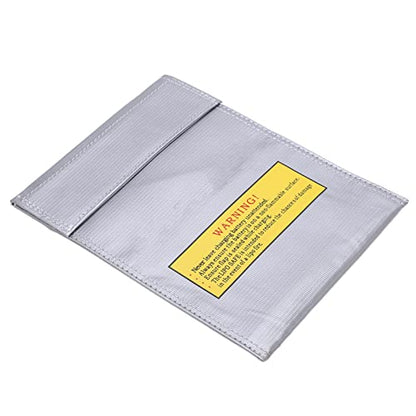 Alomejor RC Lipo Battery Bag Fire Storage for Charging Compatible with Various Aircraft Batteries 18x23cm (Silver) - size: Silver