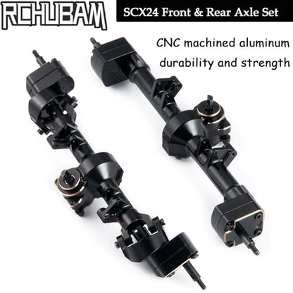 RCHUBAM RC Front & Rear Axle Set Metal Complete Axle with Steering Weights for 1/24 Axial SCX24 RC Crawler Deadbolt C10 Upgrades Accessories Part (Complete Axle Set) - style: Complete Axle Set