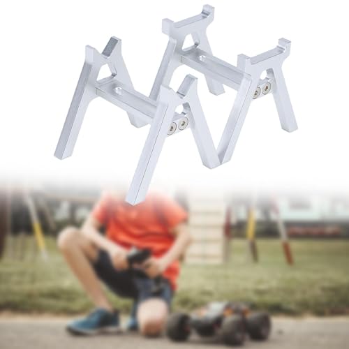 harayaa 2 Pieces RC Car Stand RC Repair Work Station Model Support Simulation Upgrade Compact Aluminum Alloy Suitable for Display Maintenance, Silver - color: Silver