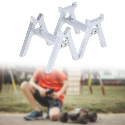 harayaa 2 Pieces RC Car Stand RC Repair Work Station Model Support Simulation Upgrade Compact Aluminum Alloy Suitable for Display Maintenance, Silver - color: Silver