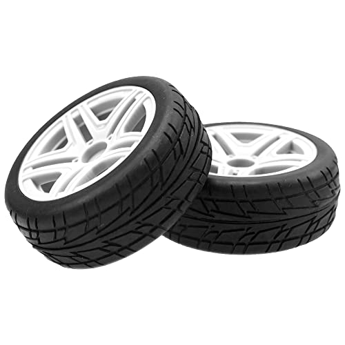 OD2.75'' 12mm Hex Hub Wheel Rims Nylon & Rubber Tires Compatible with HSP Tamiya HPI Kyosho Traxxas WLtoys 1/10 1/12 On-Road Touring Car,Wltoys 144001 Traxxas 1/16 Slash RC Buggy (White) - color: White