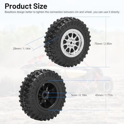 1/12 RC Rubber Tires, daitoku RC Car Tires and Wheels for 1/12 WPL B14 B24 C14 C24 MN D90 D91 D96 D99 - Style C (Silver) - color: Silver