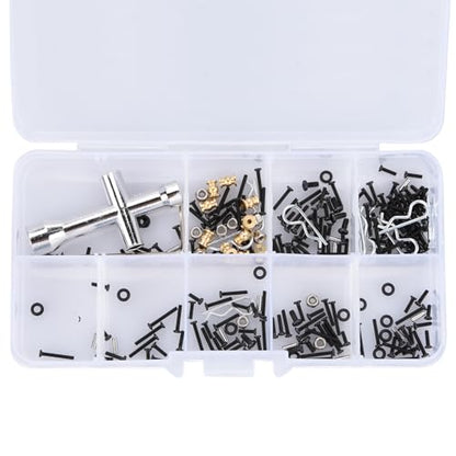252PCS Stainless Steel M1.4 Assorted Screw, Pin and Nut Kit with Tool for 1/24 RC Crawler Car, Compatible for Axial SCX24