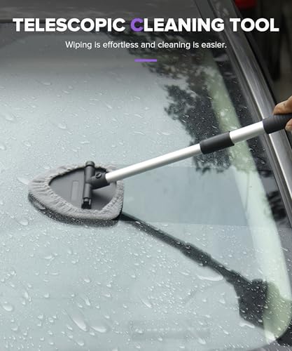 Car Cleaning Kit,Windshield Cleaner Tool,Car Accessories Auto Cleaning Supplies Tools,Windshield Wiper Cleaner with Extendable Long-Reach Handle,Auto Glass Cleaning,Suitable for Most Cars