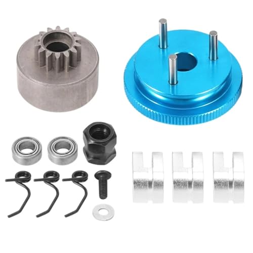 RC Car Repair Kit for HSP 1/8 for Nitro Metal 14T Gear Flywheel Assembly RC Car Bearing Clutch Bell Shoes Nut Springs Parts Modified Accessories(Blue) - size: Blue