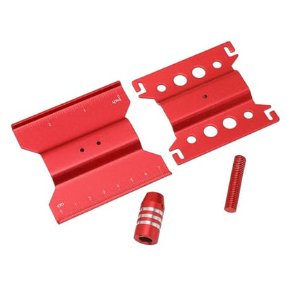 RC Car Repair Work Stand, 360 Rotation Aluminum Alloy Work Station for 1/18 1/24 Scale SCX24 Remote Control Cars with Measuring Scale (Red) - color: Red