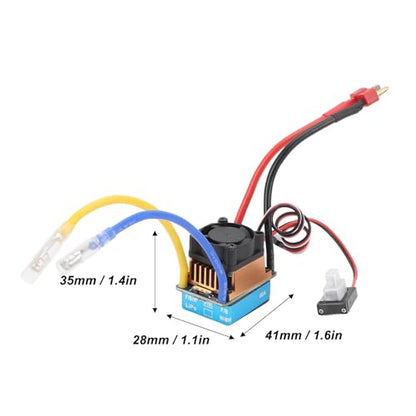 Drfeify 480A Brushed Speed Controller ESC, 480A RC ESC with Cooling Fan Waterproofing ESC for 1/10 RC Car and Boat