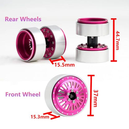 DJX CNC 1.3 inch Front Rear Dually Beadlock Wheels Rim for RC Crawler Car 1/24 Axial SCX24 F150 C10 1/18 Redcat Ascent18 Traxxas TRX4M RC Upgrades Parts(Pink) - color: Pink