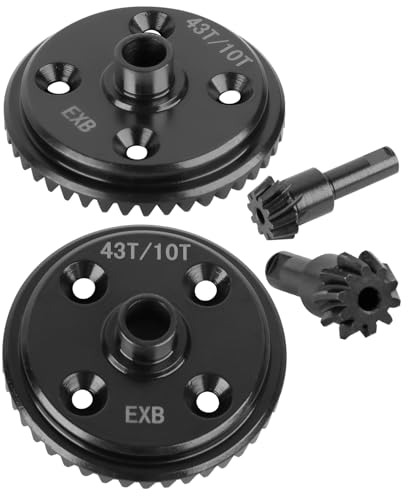 RC Steel Diff Gear 43T 10T Gearbox Differential Gears Upgrades Part for 1/8 Kraton/Outcast/Notorious/Talion 6S BLX EXB,1/7 Mojave 6S BLX EXB,43T Main Gear,Replace ARA310979,ARA310980