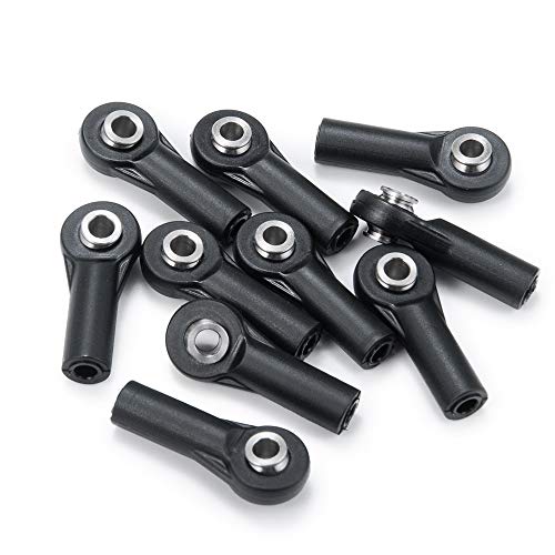 10Pcs M3 Plastic Bent Rod Ends,Black M3 Crawler Width Balls Ends for Axial D90 SCX10 RC Car (Black B) - color: Black B