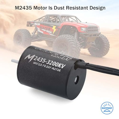 SurpassHobby 2435 3200KV Brushless Motor High Speed Waterproof Shaft 2mm Motor and for 1/16 1/18 Remote Control Cars Trucks Off-Road Vehicle - style: Motor 3200kv
