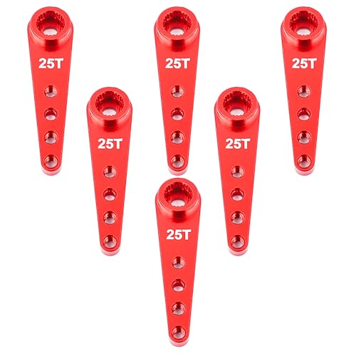 6PCS Aluminum 25T Servo Horn 37mm for Futaba Savox Power(Red) | 25 Teeth Extension Steering Arm Server,Compatible with Futaba Savox Power HD HSP MG995 MG996 Servos,CNC Machining - color: 6pcs Red