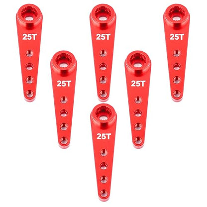 6PCS Aluminum 25T Servo Horn 37mm for Futaba Savox Power(Red) | 25 Teeth Extension Steering Arm Server,Compatible with Futaba Savox Power HD HSP MG995 MG996 Servos,CNC Machining - color: 6pcs Red