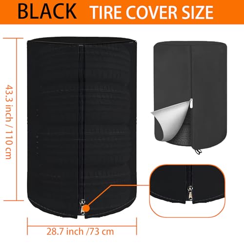 Large Tire Cover for Seasonal Storage,28" Tire Cover Diameter,Waterproof Dust-Proof High-Strength 420D Tire Cover,Universal Indoor Outdoor (Holding 4 Tires Stacking,Black)