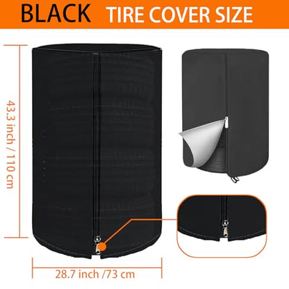 Large Tire Cover for Seasonal Storage,28" Tire Cover Diameter,Waterproof Dust-Proof High-Strength 420D Tire Cover,Universal Indoor Outdoor (Holding 4 Tires Stacking,Black)