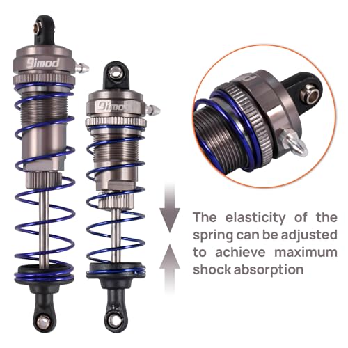 105mm Aluminum Threaded RC Car Shocks Set for 1/10 Crawler (Titanium) | 4PCS Front & Rear Shocks 105x93mm Adjustable Threaded RC Shock for Axial SCX10 90046, AXI231017,TRX-4,D90 1/10 RC Crawlers - color: Titanium
