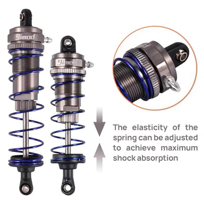 105mm Aluminum Threaded RC Car Shocks Set for 1/10 Crawler (Titanium) | 4PCS Front & Rear Shocks 105x93mm Adjustable Threaded RC Shock for Axial SCX10 90046, AXI231017,TRX-4,D90 1/10 RC Crawlers - color: Titanium