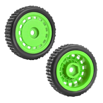 Pre-Mounted Pin Buggy Tires and Wheels Rims Hub Tires Set for 1/24 Losi Micro-B 1/28 Losi Micro-T Wltoys 244016 Upgrade Part (Green Micro-B) - color: Green Micro-b