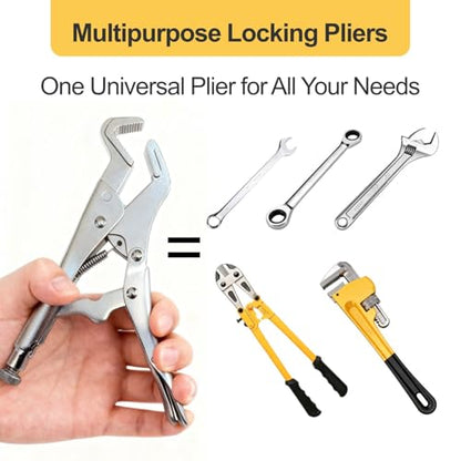 9-Inch Parrot Nose Vise Grip Plier for Sway Bar Link Removal, Curved Jaw | Adjustable locking jaw vise grips with non-slip 3-sided file-cut surface, for heavy duty automotive, welding & pipe repair