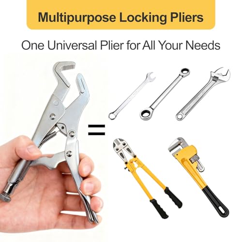 9-Inch Parrot Nose Vise Grip Plier for Sway Bar Link Removal, Curved Jaw | Adjustable locking jaw vise grips with non-slip 3-sided file-cut surface, for heavy duty automotive, welding & pipe repair