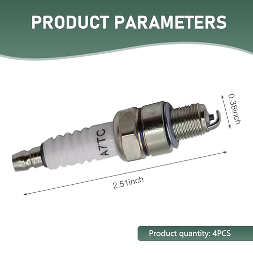 4 PCS A7TC Spark Plug with Nut, Fit for GY6 50cc 70cc 90cc 100cc 110cc 125cc 150cc ATVs Dirt Bikes Go Karts Mopeds Scooters Quad 4 Wheelers Pit Bikes Racing Bikes (White)