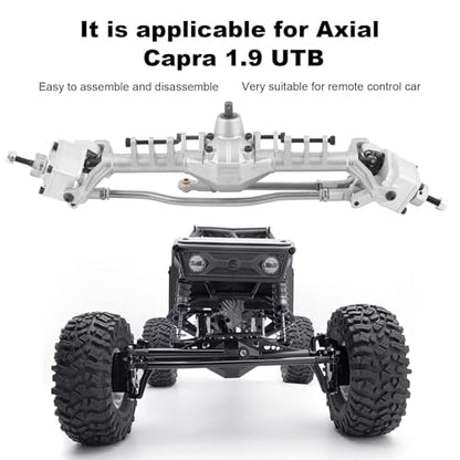 RC Front Axle，Aluminum Alloy Front and Rear Portal Axles Assembly 250mm/9.8in Length Metal Upgrades Accessories for 1.9 UTB RC Car (Silver) - color: Silver