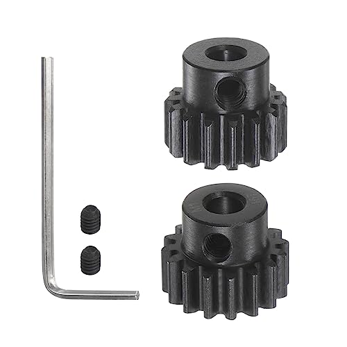 HARFINGTON Mod 1 M1 Pinion Motor Gear Set 2pcs 15T 16T Fit 5mm RC Motor Shaft M1 Pitch Gears for RC Car, with Hex Key - style: 15T 16T