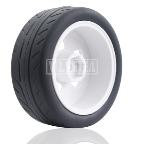 4PCS 12mm Hex RC Wheels and Tires 68mm Rubber Tyres Set and Hard Plastic Wheel Hub w/Foam Inserts Fit for 1/10 On-Road RC Drift Drifting Car Traxxas HSP Tamiya Kyosho HPI Redcat - color: White