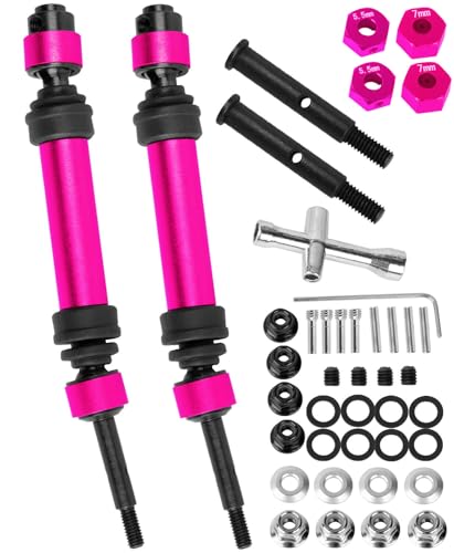 Rear Drive Shaft CVD & Front Axles Upgrades Part for 1/10 Slash 2WD/Slash VXL 2WD,Stainless Steel #45 Driveshaft with Hex,Pink - color: Pink - Parts