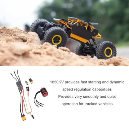 RiToEasysports Brushless Motor and Esc Combo, 1/10 RC Car Brushless ESC Motor Set Replacement for Axial SCX10 RC Crawler Car Upgrades Parts 1850KV 80A