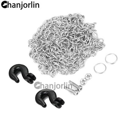 1/10 RC Crawler Car Mini Simulation Metal Trailer Chain with Tow Hook Accessories for 1:10 Scale Rock Crawler Truck Car Traxxas TRX4 SCX10 RXB10 Redat Axial RC4WD Tamiya TF2 Gen8 (Black) - color: Black