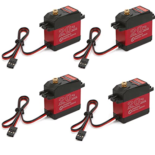 4 Pack DS3218 20KG Metal Gear Digital Servo with 25T Servo Arm Waterproof 270° DS Servo for 1/8 1/10 1/12 Scale RC Models, Car, Crawler, Boat, Robot