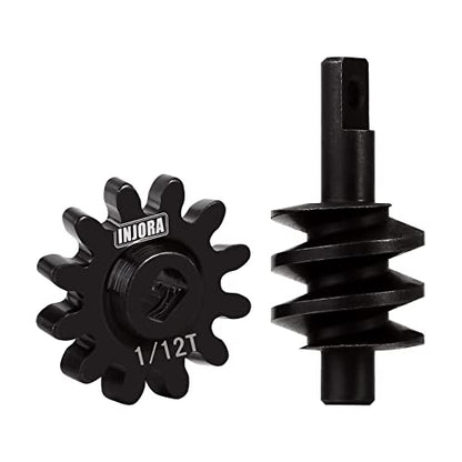 INJORA Underdrive Gears Differential Axle Steel Gears 1/12T Steel Worm Gears Upgrade Parts for AX24 SCX24 C10 JLU Gladiator Bronco Deadbolt Axial 1/24 RC Crawler Car