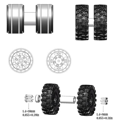 RC 1.0 Beadlock Wheels and Tires for 1/18 1/24 Trx4m SCX24 FMS FCX24 RC Crawler Car,Aluminum 4pcs RC Wheel Rim Soft Rubber Tires,RC Wheels 1.0,Brown - color: Brown (1.0 in Tires)