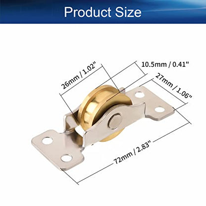 Heyiarbeit Copper Single Wheel 1" / 26mm Dia Stainless Steel Electroplating Sliding Door Window Pulley Stainless Steel Shell Silver and Gold Tone - color: Silver&Gold, size: 1" / 26mm Dia